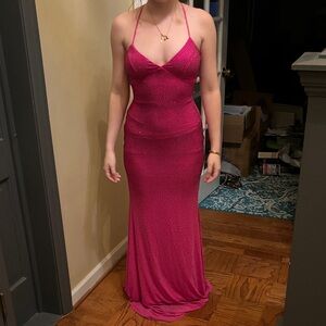 Windsor Pink Sequin Floor Length Prom Dress